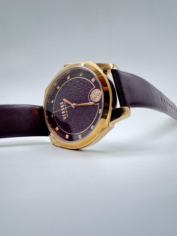 Versus Versac Luxury Leather Strap Watch